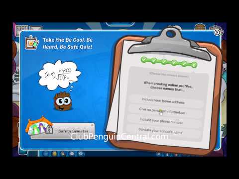 Club Penguin Safety Quiz Cheats - Free Item