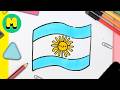 Cómo dibujar la bandera de Argentina kawaii paso a paso