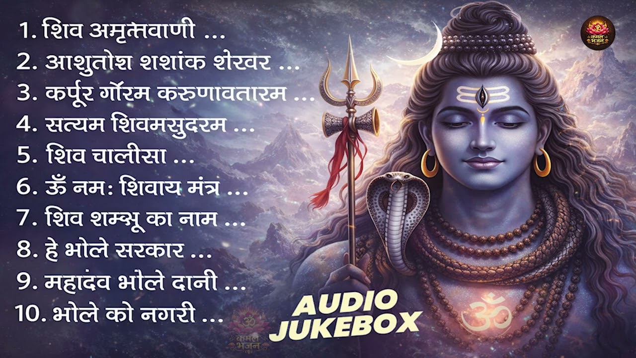 सोमवार भक्ति भजन : कर्पूर गौरम करुणावतारं, ॐ नमः शिवाय, शिव अमृतवाणी, चालीसा व आरती