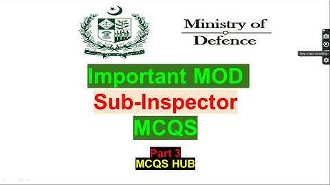 Ministry of defense (MOD) sub inspector solved paper |MOD paper past paper| Mod paper| part 3