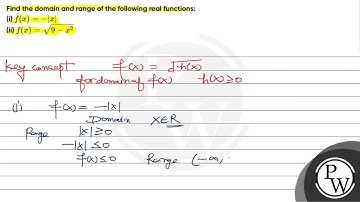 Find the domain and range of the following real functions: (i) \( f(x)=-|x| \) (ii) \( f(x)=\sqr...