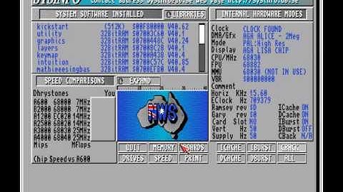 Benchmarking Amiga 3000 running on WinUAE with SysInfo