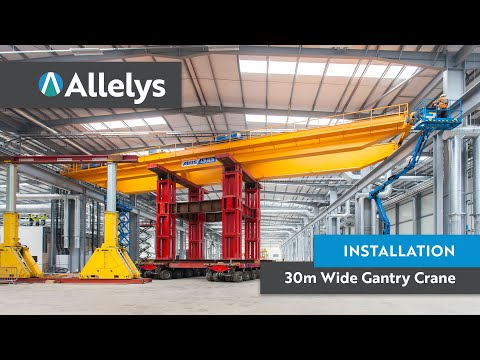 Factory installation of 30m wide Gantry Cranes Telford - video from Allelys