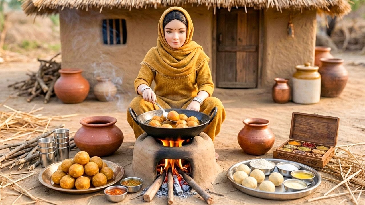Miniature Doll Ladoo Cake Cooking ASMR | Indian Village Tiny Kitchen Story