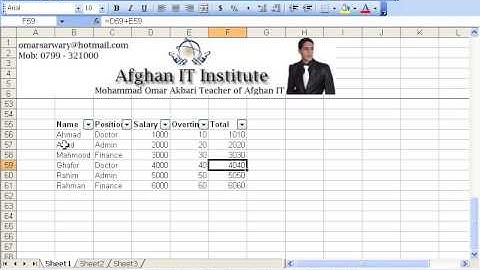 MS Excel 2003 Part 19) Data Menu in Dari / Farsi Omar Akbari