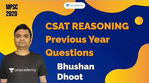 CSAT REASONING Previous Year Questions I Bhushan Dhoot I MPSC 2020
