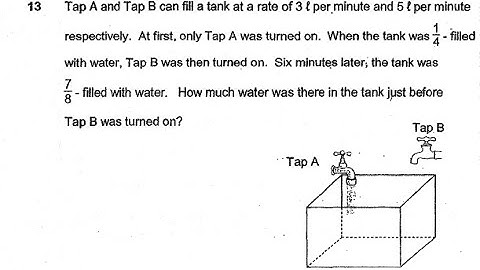 P6 2019 MGS Prelims Q13 - Rate Fraction | Tap A B Tank turned on | PSLE Maths