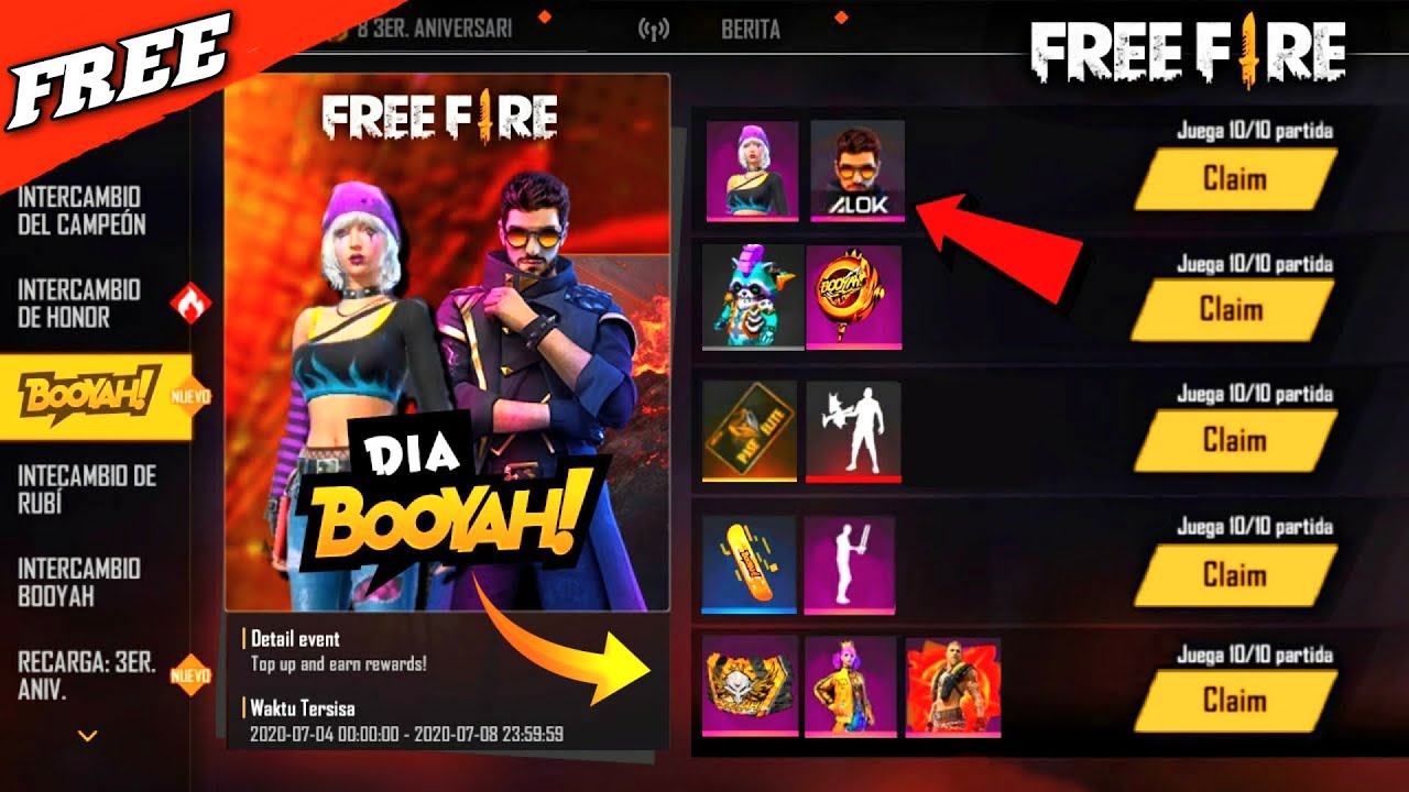 New Update Free Fire New Booyah Event Rewards Dj Alok Discount Rkg Army Youtube