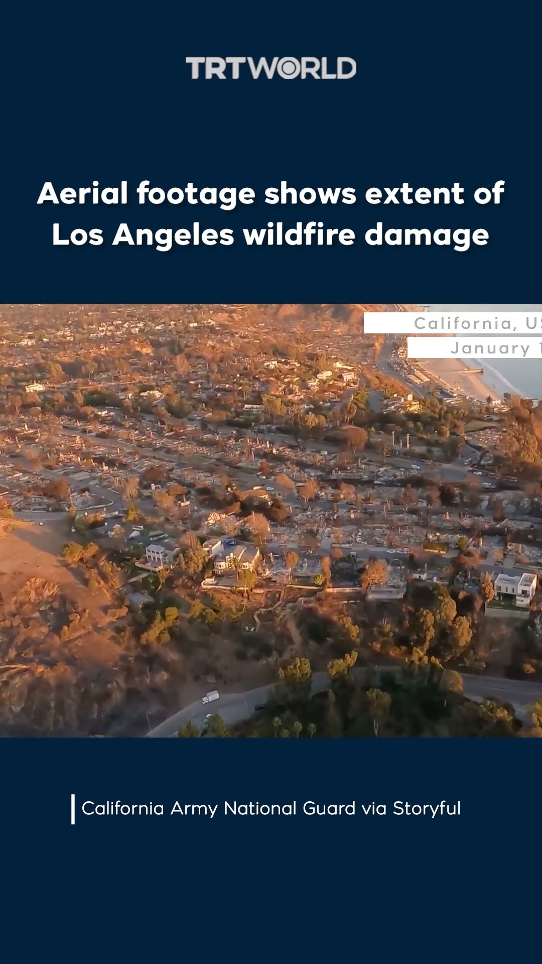 Aerial footage shows extent of Los Angeles wildfire damage
