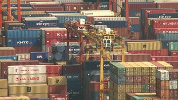 Overlooking Vast Container Port. Stock Footage