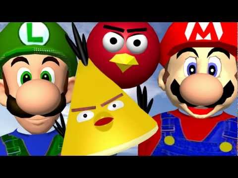 When MARIO plays ANGRY BIRDS ♫ 3D animated  game mashup ☺ FunVideoTV - Style ;-))