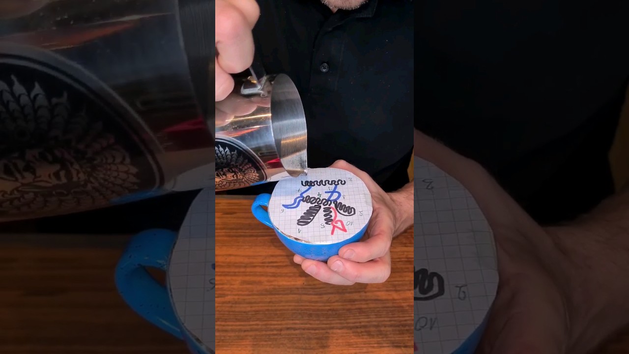 Latte art Pegasus! (From paper to cup) Best tutorial🫰🫵 #freepour #latteart