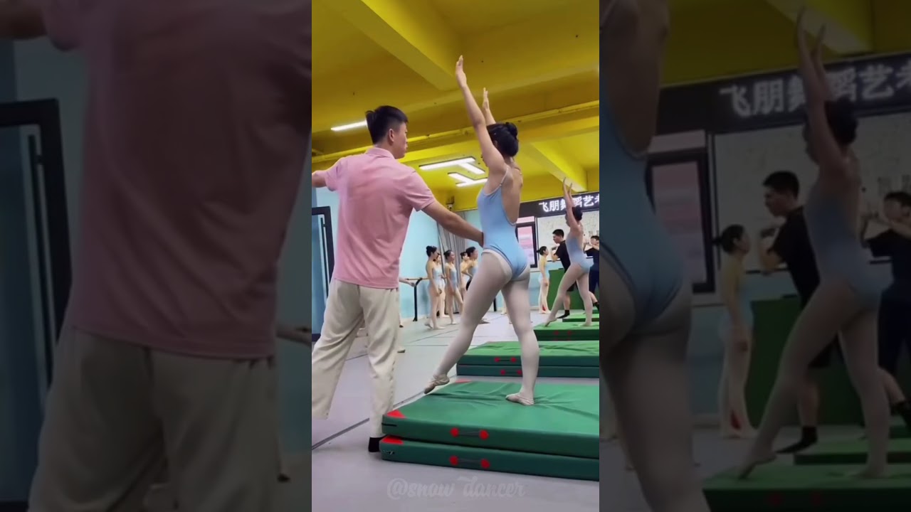 Students doing dance flexibility training