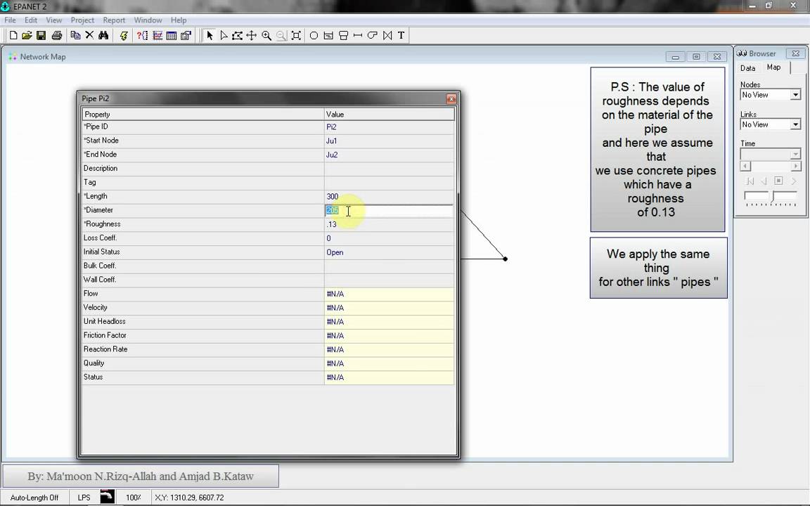Analysis of water flow in distribution systems. EPA NET 2.0