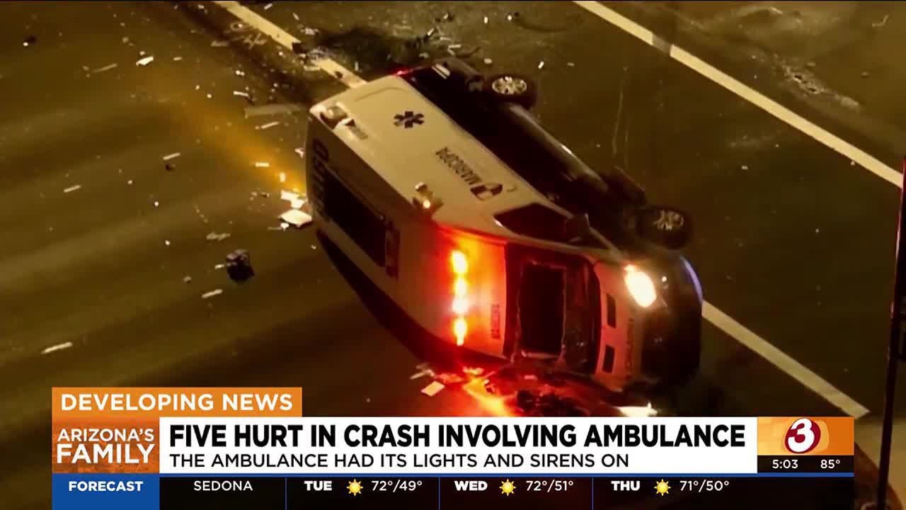 5 hurt after crash involving ambulance in north Phoenix - YouTube