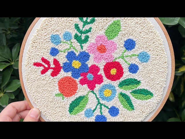 Bordado con aguja mágica punch needle - Kit Flores de principio a fin 💜🌸  