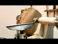 Woodturning - Japanese maple log to a bowl !! Natural edge. 【木工】丸太から皮付きの器を作る！