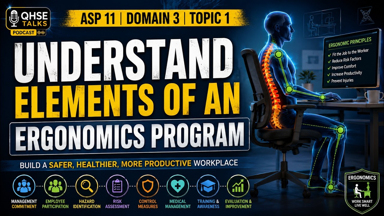 ASP 11 Domain 3 Topic 1 | Elements of an Ergonomics Program | BCSP ASP Exam Prep