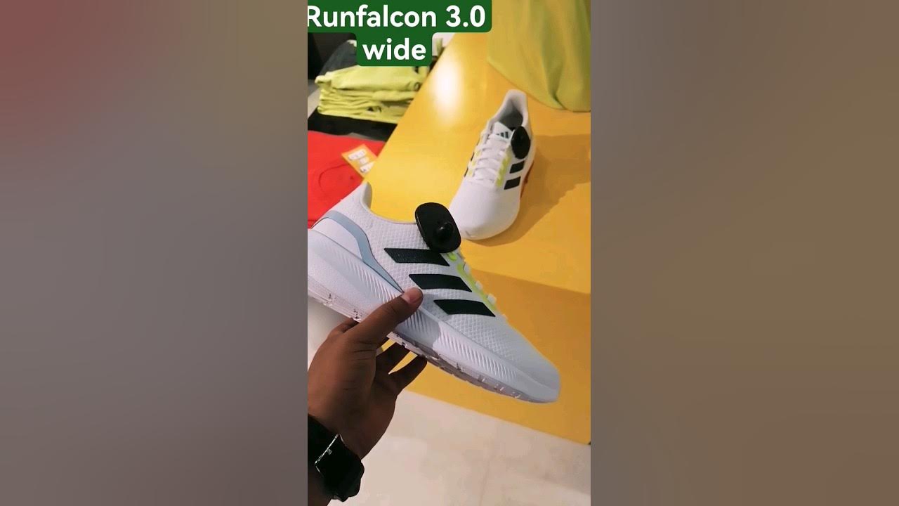 adidas RUNFALCON 3.0 WIDE-ID2267!! WHITE AND GREY_GREEN RUNNING SHOES # ...