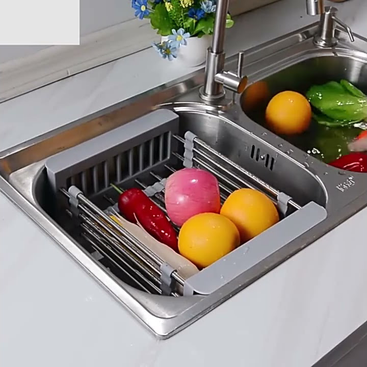 In-Sink Stainless Steel Drying Rack  Expandable Retractable Strainer by  Carnaval 