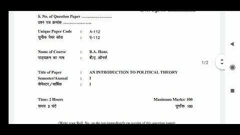 An Introduction to political theory , Question paper of B.A. Hons. Politucal science (OBE)