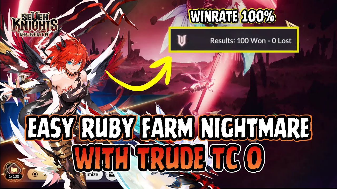 CRAZY! TRUDE TC 0 RUBY FARMING IN NIGHTMARE! | SEVEN KNIGHTS REBIRTH