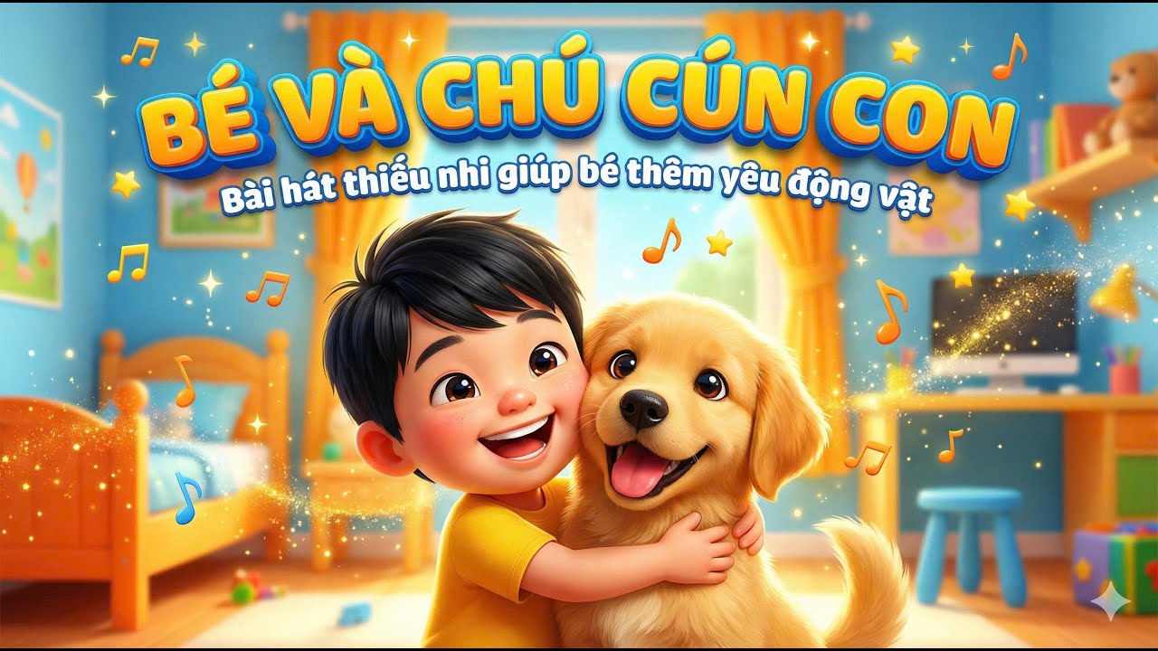 Bé và chú cún con - Bài hát thiếu nhi vui nhộn giúp bé thêm yêu động vật, cực kỳ dễ thương bé nào cũ
