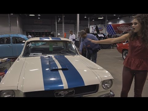 Old White w Blue Stripe Classic Mustang