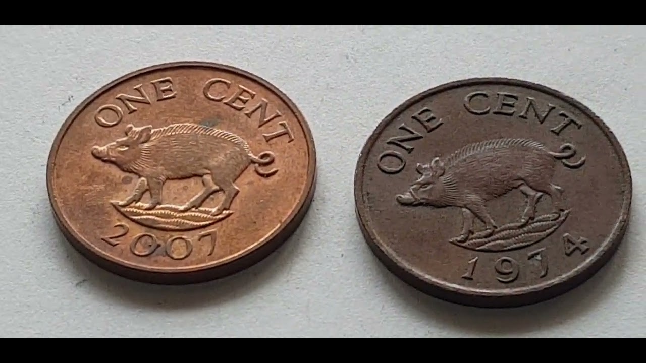 BERMUDA OLD COIN ELIZABETH II  1 CENT 2007,1974