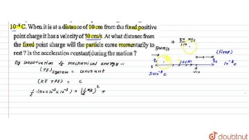 A particle of mass 40 mg and carrying a charge `5 xx 10^(-9) C` is moving directly towards