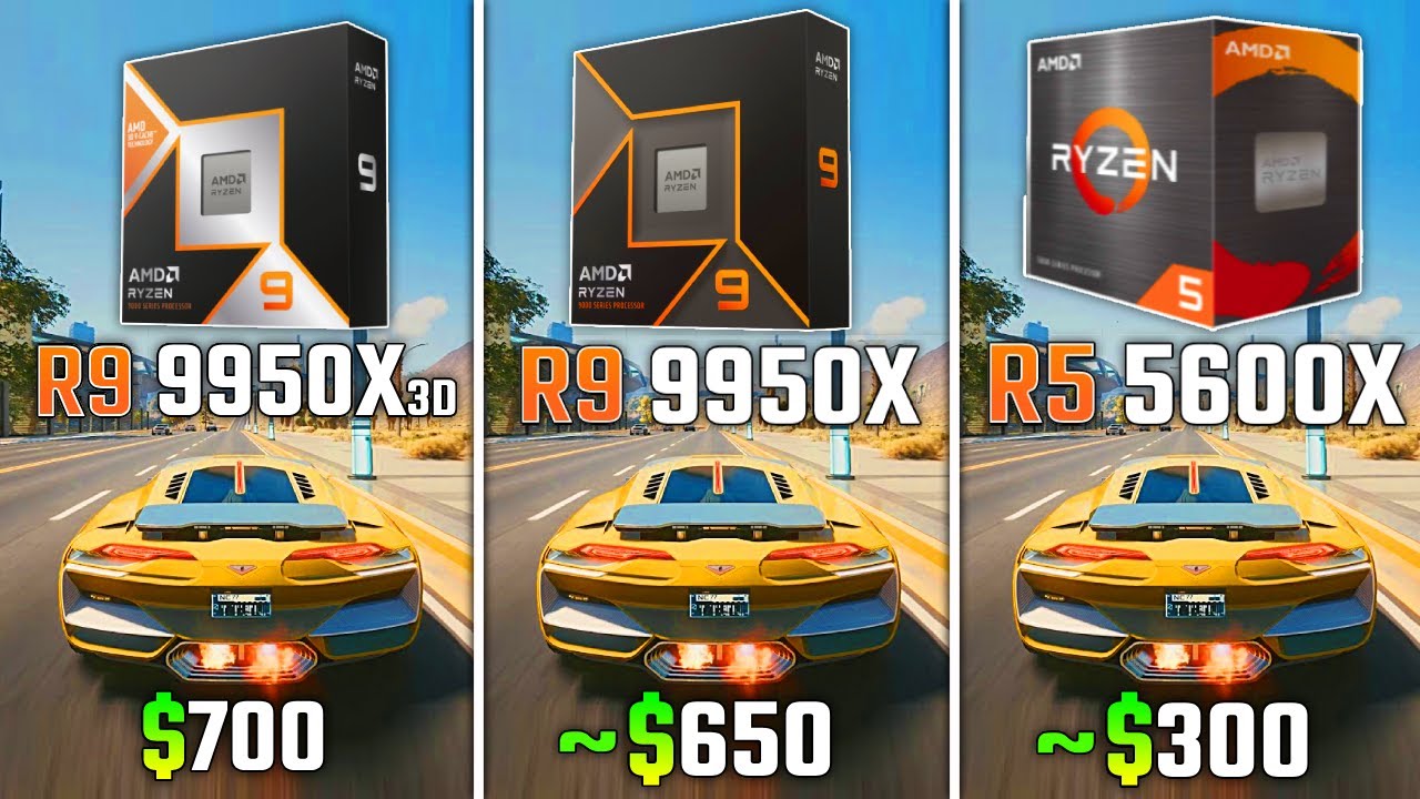 RYZEN 9 9950X3D vs RYZEN 9 9950X vs RYZEN 5 5600X | Test in 6