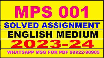 mps 1 solved assignment 2023-24 | mps 1 solved assignment in english 2024 | mps 1 2024