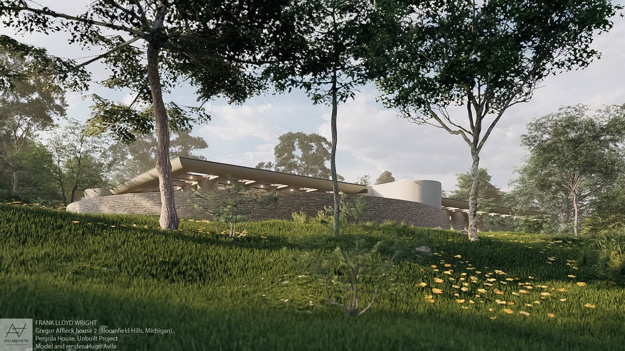 Gregor Affleck house 2 (Bloomfield Hills, Michigan).Pergola House, Unbuilt Project - 1952