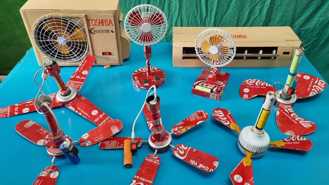 Handmade ceiling fan, table fan, standing fan, and air conditioner