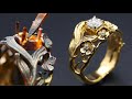 Custom floral style engagement ring  making 18k gold engagement ring