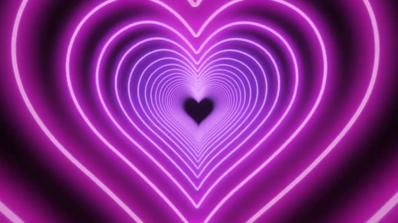 Neon Lights Love Heart Tunnel and Romantic Abstract Glow Particles Moving Wallpaper Background