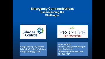 EMERGENCY COMMUNICATIONS MASS NOTIFICATION FRONTIER FIRE PROTECTION FIRE ALARM EDUCATION SERIES