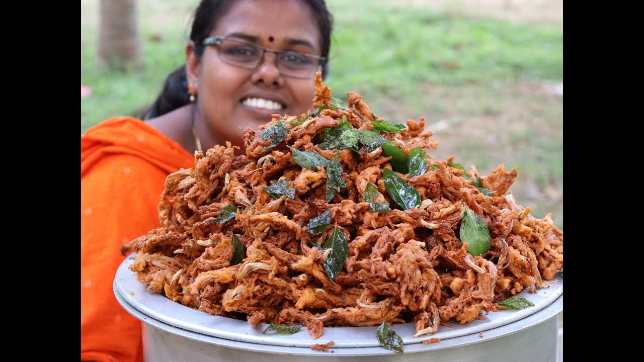 Fresh BANANA FLOWER PAKODA Cooking Crispy Pakoda in Village Food