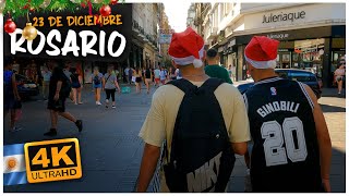 🎅 【4K 60FPS】Walk in Rosario Argentina Downtown December 23th 🇦🇷  🎁