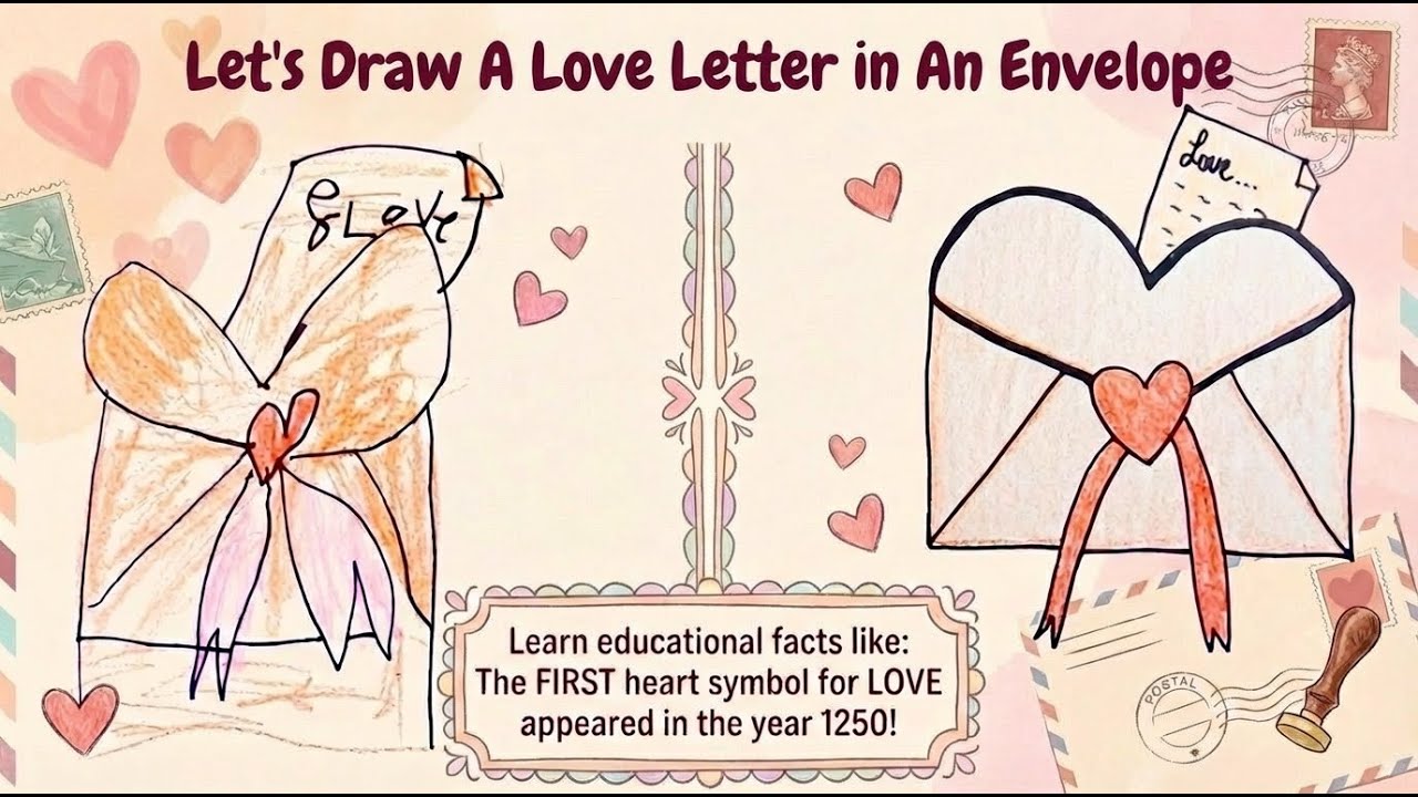 How To Draw Love Letter In Envelope Easy For Kids - YouTube