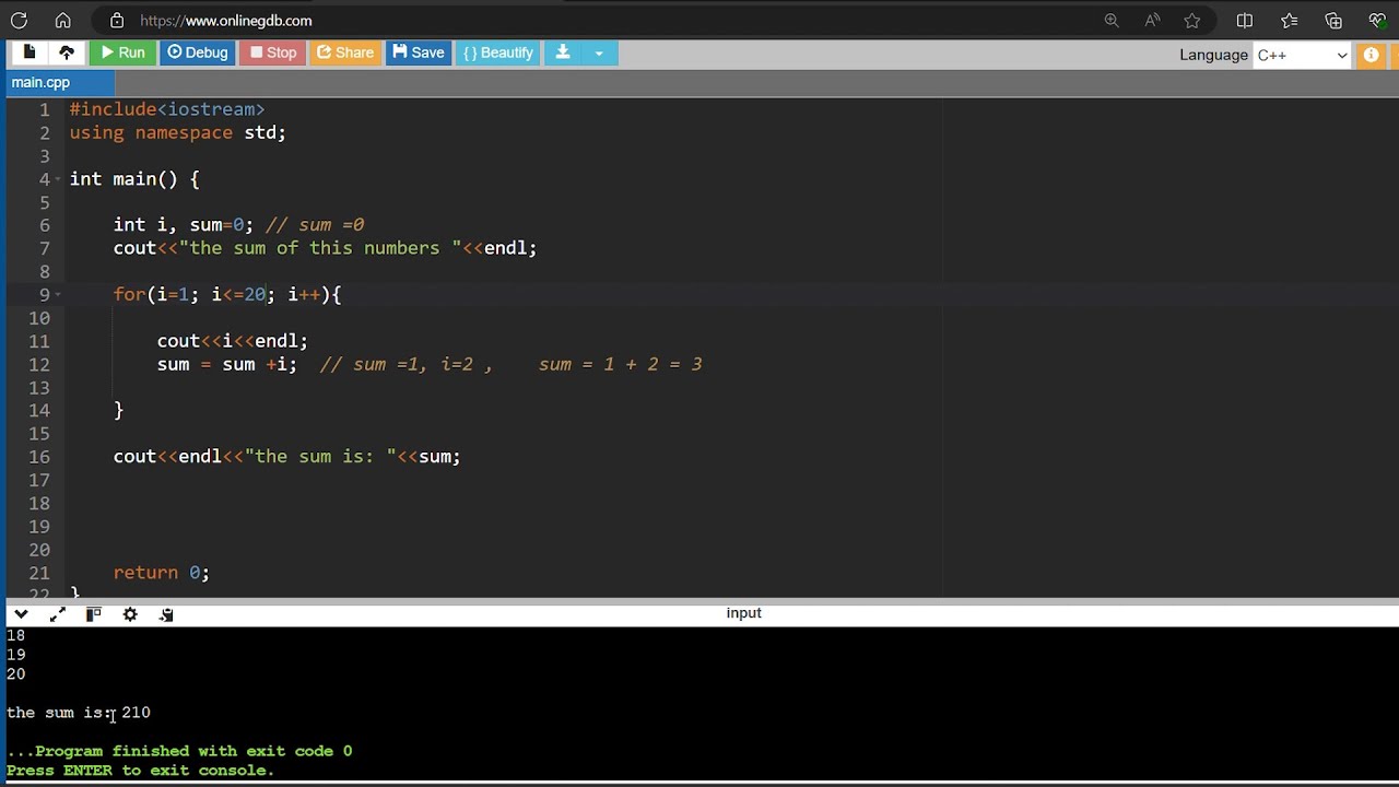 برمجة (++C) | ملزمة الاسئلة | السؤال 8 | C++ program to find the sum of ...