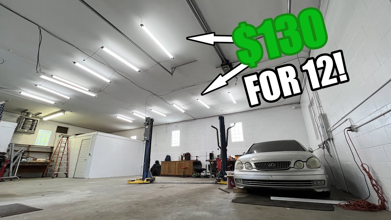 Installing Cheap Amazon LED Shop Lights + Painting Walls WHITE Shop Renovation 2 YouTube