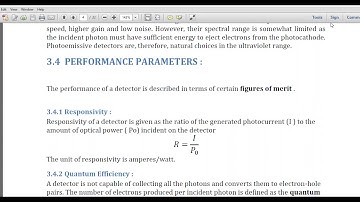 Optical Communication Module 3 Part 2 - PN diode and parameters of photo detector