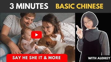 Learn Chinese in 3 Minutes Beginners Episode 3 - Personal Pronouns HE SHE IT THEY HIS HER ITS