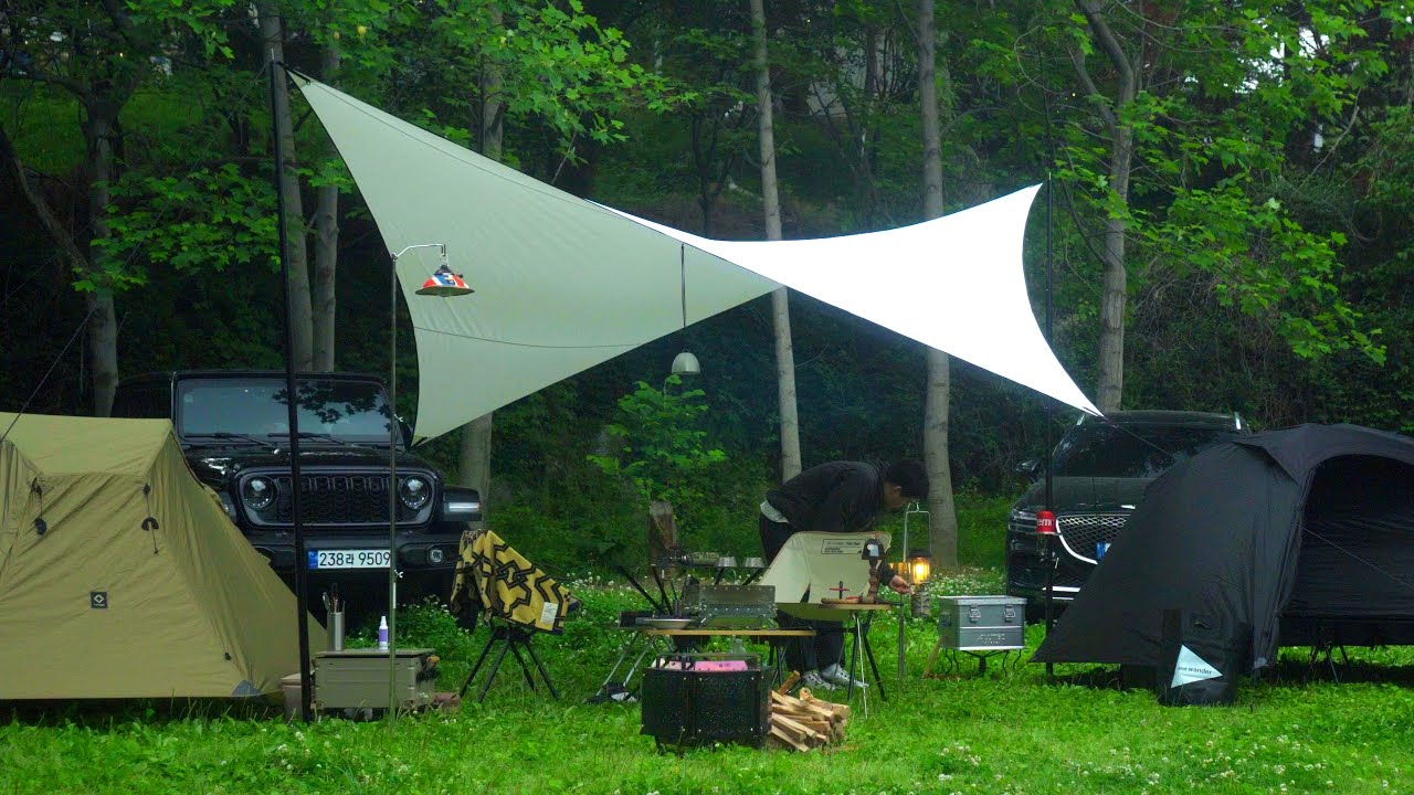 갬성 캠핑 유튜브.. 고민해보겠습니다...ㅣfeat. 그리너리캠프ㅣ헬리녹스 코트텐트ㅣ힙노타이즈 윙타프