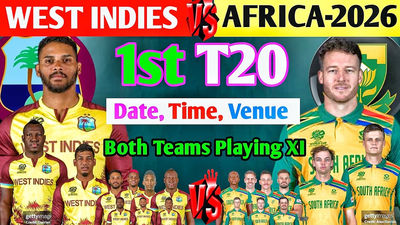 West indies vs South Africa-2026 | 1st T20 Match | Match Details &Both Teams Playing XI | WI vs SA |
