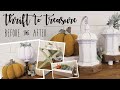Thrift to Treasure • fall pumpkins  • old stool • utensil tray • broken lanterns