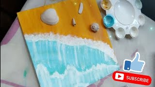 A Beautiful Ocean canvas planner painting | Step by step | Ocean painting