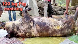 Nepali Village Life/120 kg Pork Cutting and Cooking/Pig Cutting/Pork Recipe