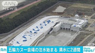 五輪“カヌー”コースに注水　24時間作業で約2週間(19/04/01)
